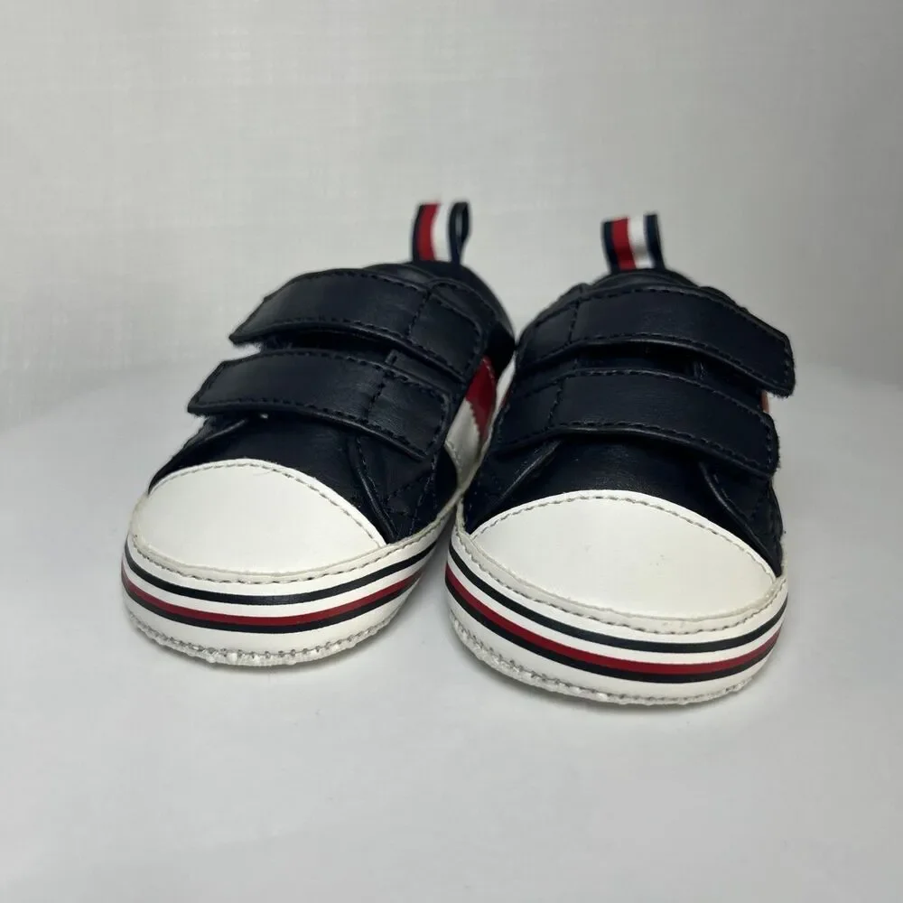 Tommy Hilfiger Baby Shoes size 2, Hook & Loop Closure Black White Red